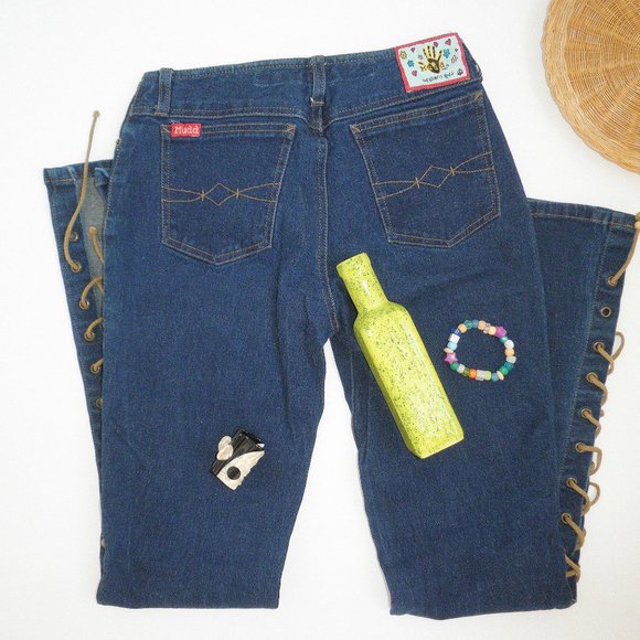Vintage 90's Lace Up Leg MUDD Flare Jeans - Picture 5 of 7